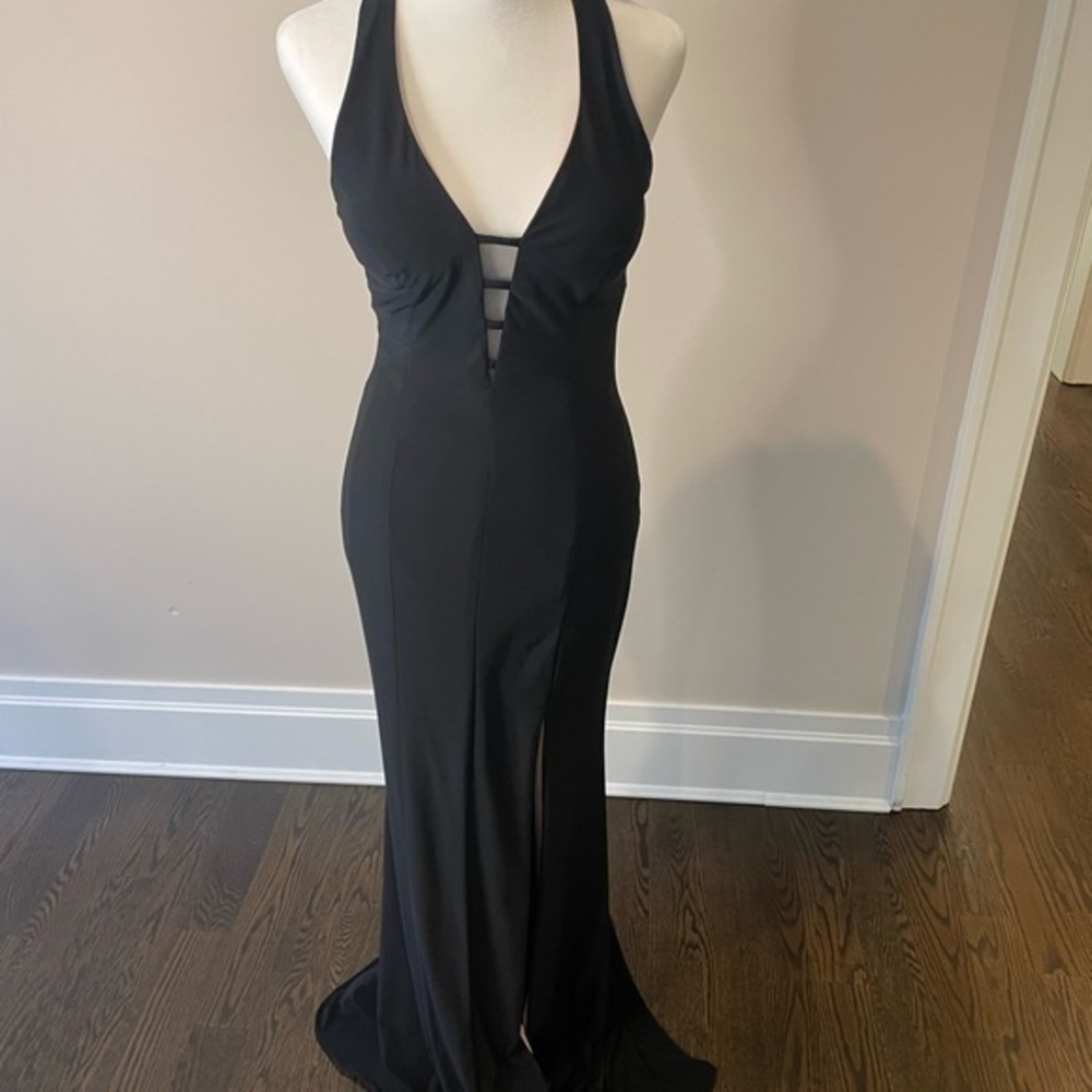 NWT AQUA BLACK LONG DRESS w/ Side Slit - Picture 2 of 6